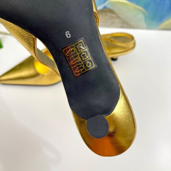 Jeffrey Campbell Persona Pointed Toe Slingback Pump In Gold 6 - Picture 8 of 16